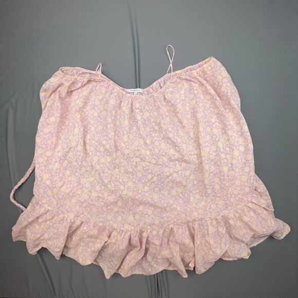 Oliveaceous Purple Floral Ruffle Mini Dress L Boho Summer Sleeveless - Picture 2 of 6